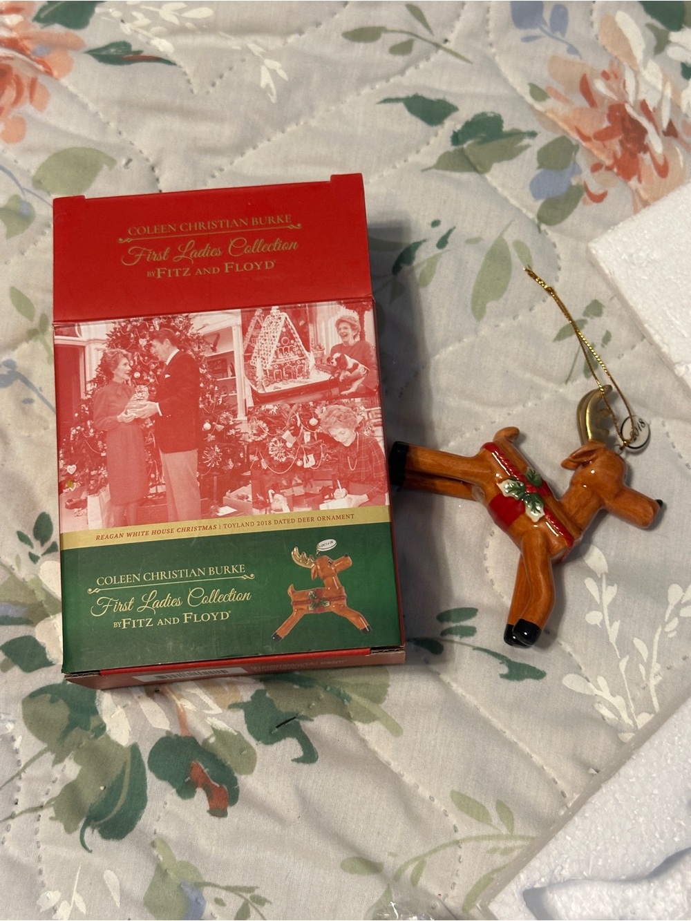 Coleen Christian Burke Fitz and Floyd Brown Reindeer Holiday Ornament - Brown